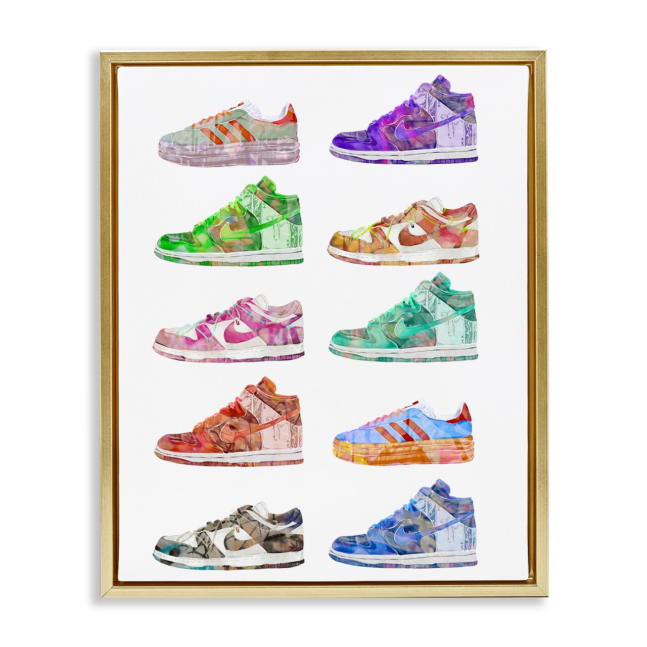 Stupell Industries Rows of Chic Sneakers Framed Floater Canvas Wall Art Design by Ziwei Li